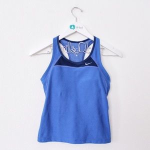 Nike Dri-Fit Blue Mesh Panel Workout Tank Top